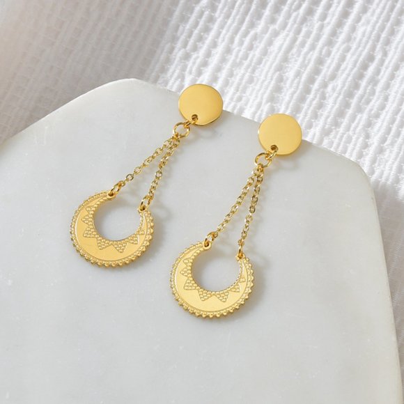 Myth X Dream Jewelry - 💕Last one Moon and Circle Drop Earrings Crescent